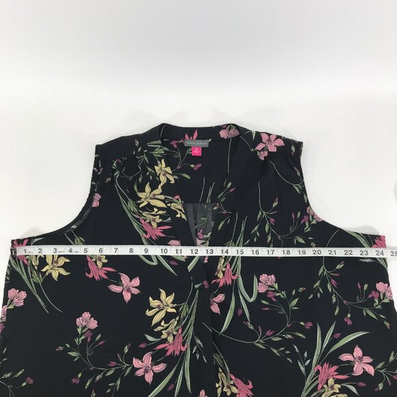 Vince Camuto Sleeveless V-Neck Rumple Blouse Women's Plus Size 1X Black Floral - Picture 6 of 9